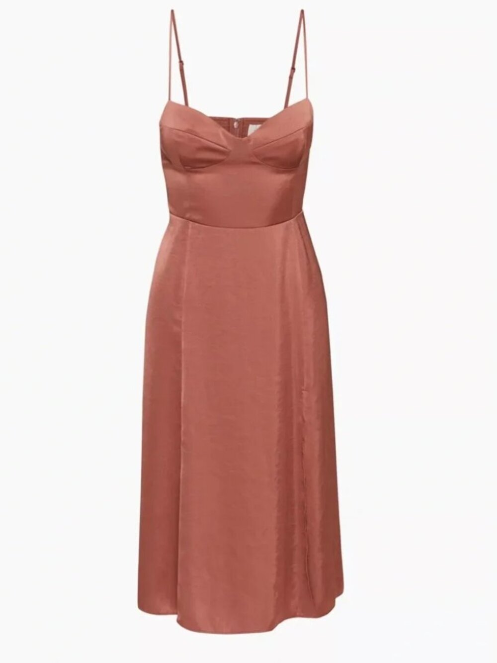 Aritzia Wilfred Bustier Glaze Midi Dress Satin Mocha Brown Sorbet Size 6